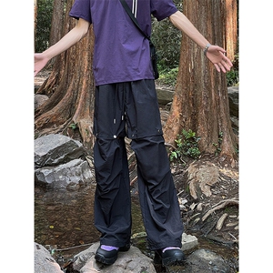 美式复古潮流个性可拆卸裤子情侣高街简约长短裤K555TP45控68图片