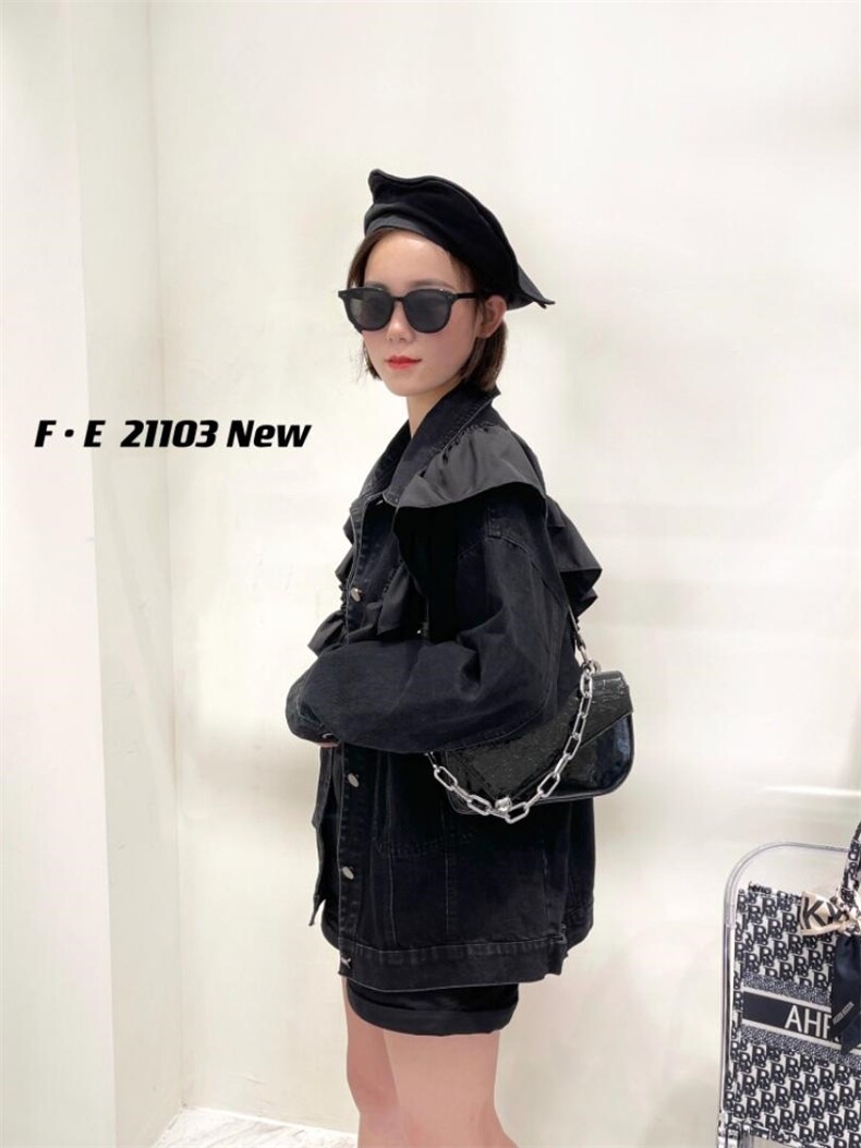 大荷叶边牛仔外套，其它，菲儿