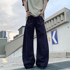 GN5168P50美式复古宽松阔腿水洗牛仔裤日系港风弯刀休闲长裤男，男装牛仔裤，星座1108-5