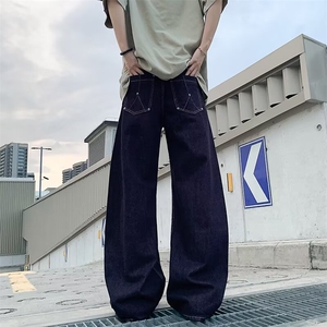 GN5168P50美式复古宽松阔腿水洗牛仔裤日系港风弯刀休闲长裤男图片