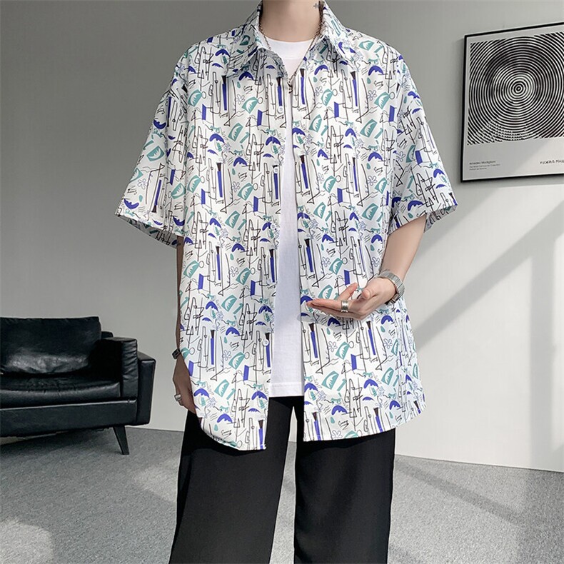 8XL-M花衬衫男短袖夏季薄款冰丝半袖宽松大码休闲外套DC28008P38,男装T恤,电商B312