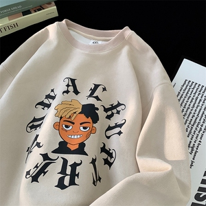 供抖音高品质 现货麂皮绒卫衣男港风圆领外套 416B-WY660-P48限68图片