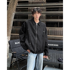 美式高街铆钉褶皱纹理情侣短款外套男设计感宽松夹克JK8550-P70，男装夹克，星座308B-2