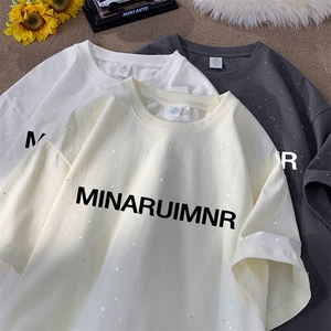 量大优供抖音视频 支持得物配合二开美式满天星亮片短袖T恤MTX285图片