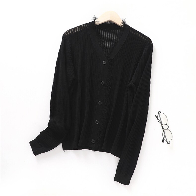 夏季新款轻熟知性流苏边大版女款防晒开衫长袖，女装蕾丝衫/雪纺衫，北娇羊绒