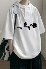 连帽短袖t恤男大码胖子带帽五分袖中袖LD54360-P45，男装T恤，电商A040