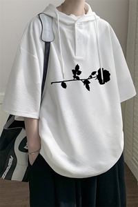 连帽短袖t恤男大码胖子带帽五分袖中袖 LD54360-P45图片