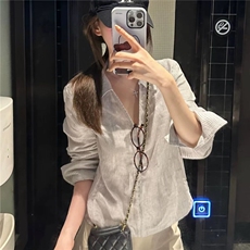 夏季韩系慵懒轻薄透气宽松慵懒防晒衬衣高级感长袖上衣，男装防晒衣，星座506A