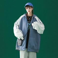 中性秋季潮流纯色开衫连帽宽松卫衣B100P55控78加绒P65，男装卫衣，A247A