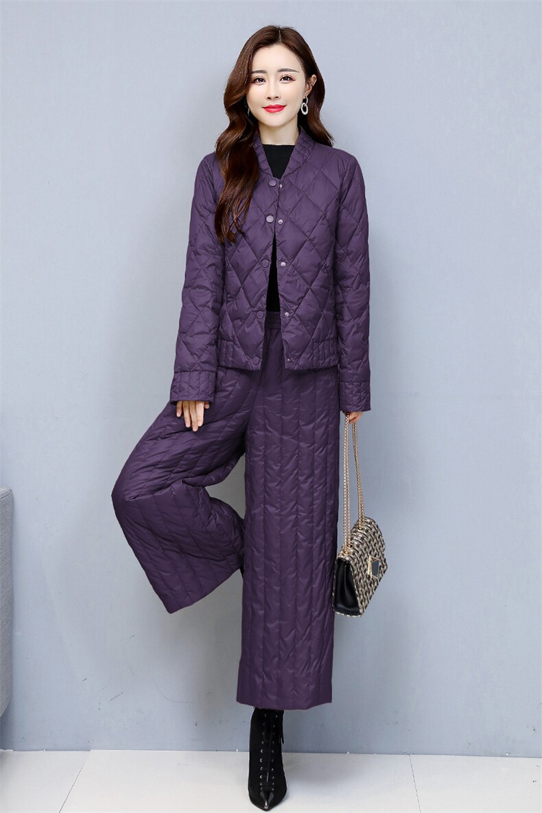 2022秋冬休闲棉衣套装阔腿裤两件套,女装棉衣/棉服,悠米