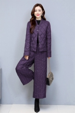 2022秋冬休闲棉衣套装阔腿裤两件套，女装棉衣/棉服，悠米