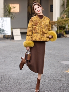 新中式90提花羽绒服2025年冬季新款高级感优雅气质白鸭外套图片