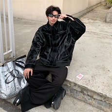 男女春秋PU皮夹克宽松休闲外套美式潮流上衣JK06-特P158，男装夹克，电商B327