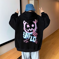 350g华棉潮牌印花连帽卫衣男女休闲春秋宽松时尚上衣5130-P43网图，男装卫衣，电商B245