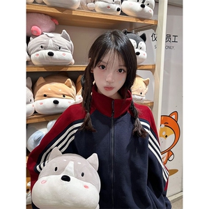 抖音得物高品质 美式高街重磅结构织带拼接撞色立领卫衣外套 CM41图片