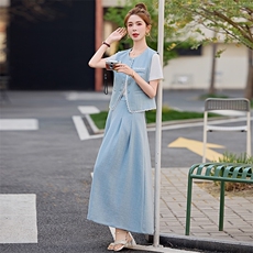 轻奢高级感穿搭套装女2025夏季减龄洋气小香风马甲裙子三件套遮肉，女装套装/套裙，慧尚依恋