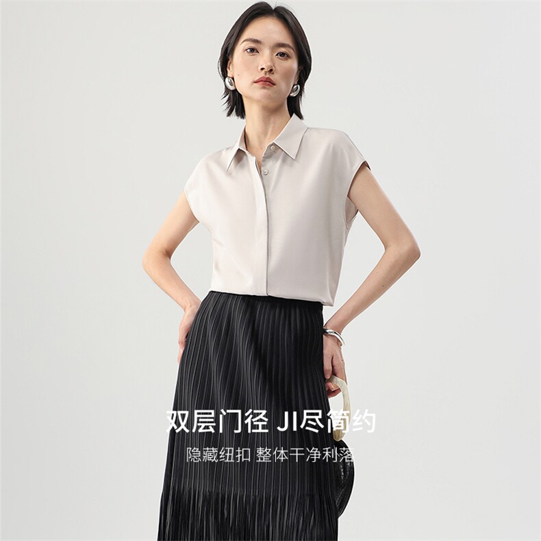 女装简约优雅法式衬衫无袖通勤女减龄2025年春季,女装衬衫,拓晨羊绒