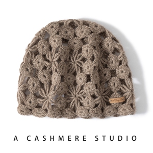 秋冬保暖羊绒针织帽镂空绞花柔软舒适图片