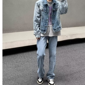 高街复古水洗宽松直筒牛仔裤男ins潮 KN205 P38图片