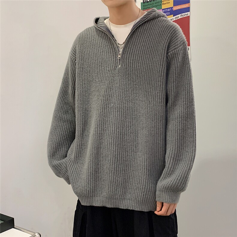 痞帅高街连帽针织衫毛衣外套男ins春秋半拉链套头线衣潮BY315-p58,男装针织衫/毛衣,星座1008