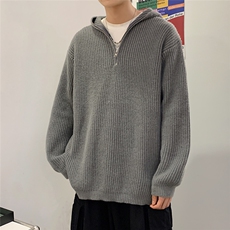 痞帅高街连帽针织衫毛衣外套男ins春秋半拉链套头线衣潮BY315-p58，男装针织衫/毛衣，星座1008
