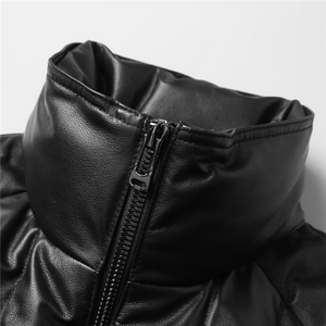 冬季新款男士鹅绒羽绒服头层牛皮外套面包服加厚保暖夹克真皮皮衣图片