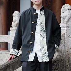 新中式2025现货情侣外景竹叶夹克加厚男士外套JK88-P100控158，男装夹克，电商A021