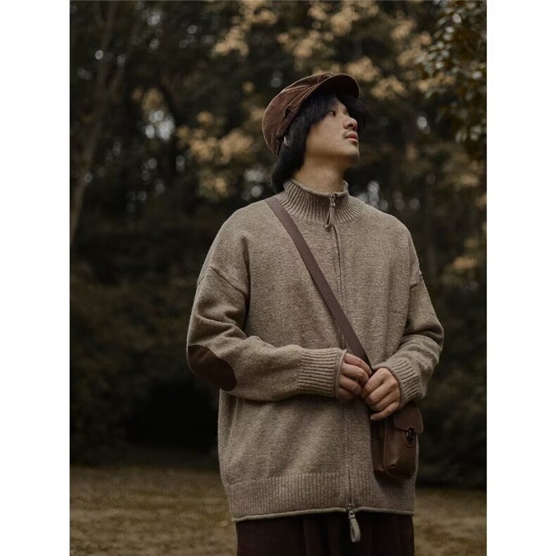 春秋季男士立领开衫毛衣搭配休闲裤潮牌男装穿搭针织外套运动，男装针织衫/毛衣，星座506A