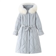 棉衣棉服女中长款大毛领韩版宽松棉袄2021年新款冬季外套袄子，女装棉衣/棉服，海爱依仁