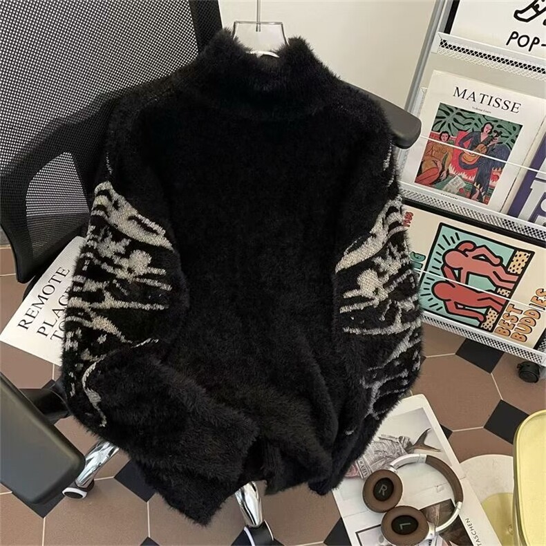 美式复古蝴蝶提花拉链开衫毛衣男女冬季潮街头针织外套MY932P56,男装针织衫/毛衣,星座1013-5
