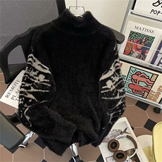 美式复古蝴蝶提花拉链开衫毛衣男女冬季潮街头针织外套MY932P56，男装针织衫/毛衣，星座1013-5