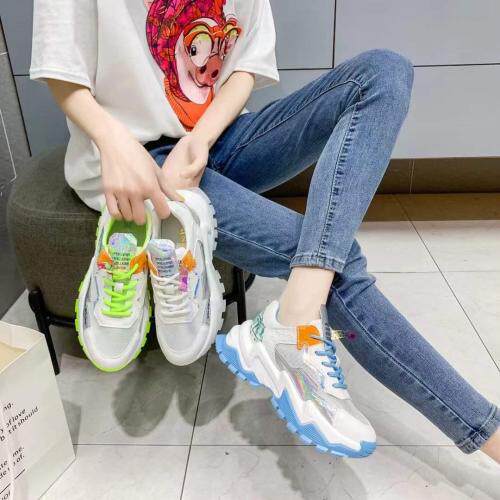 春季新款真皮水晶吸磨衣透气潮流运动鞋老爹鞋，其它，她他麦