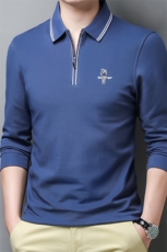 长袖翻领T恤中年男士商务休闲秋季2023新款纯棉男装Polo衫上衣，男装T恤，电商B212（原钱塘6029）