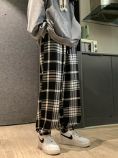2025男装新款束脚百搭四季宽松格子休闲裤运动卫裤DM184-P45，男装休闲裤，电商D321-1