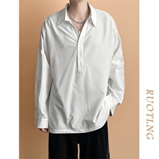 现货-夏季长袖冰丝衬衫男宽松拆牌个性休闲百搭衬衣-AC2448-P65，男装衬衫，电商A351