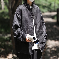 秋装新款风提花长袖衬衫唐装中式衬衣外套XZ212-1-QCS454-P55，男装衬衫，星座212-1