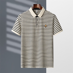 网图PL3080-P40夏季男士polo衫t恤短袖翻领半袖刺绣潮牌条纹港风图片