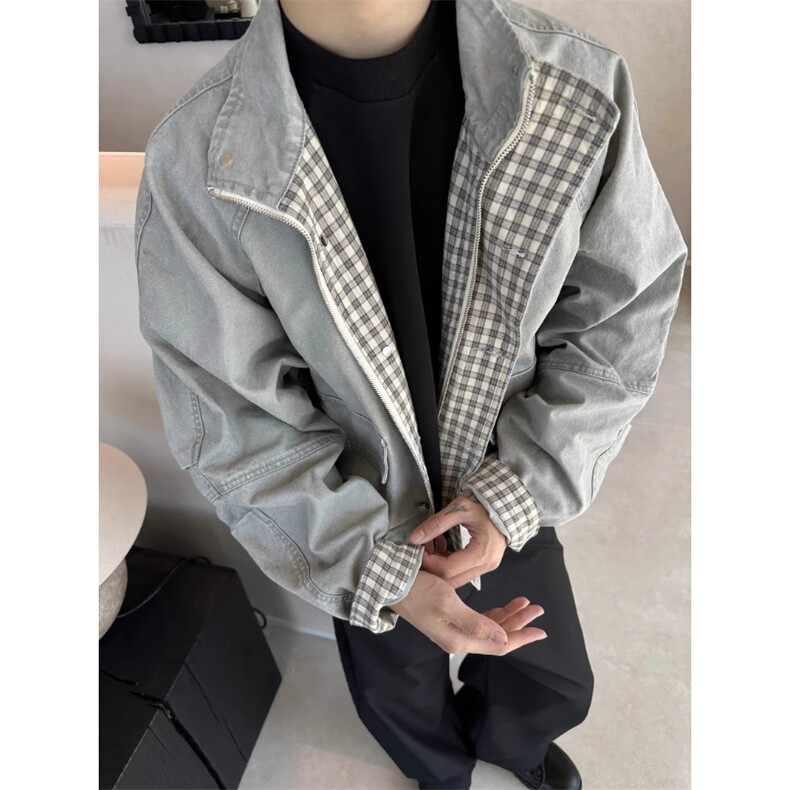 重工哈灵顿二代水洗帆布千鸟格夹克外套JK888特P85，男装夹克，星座908-1