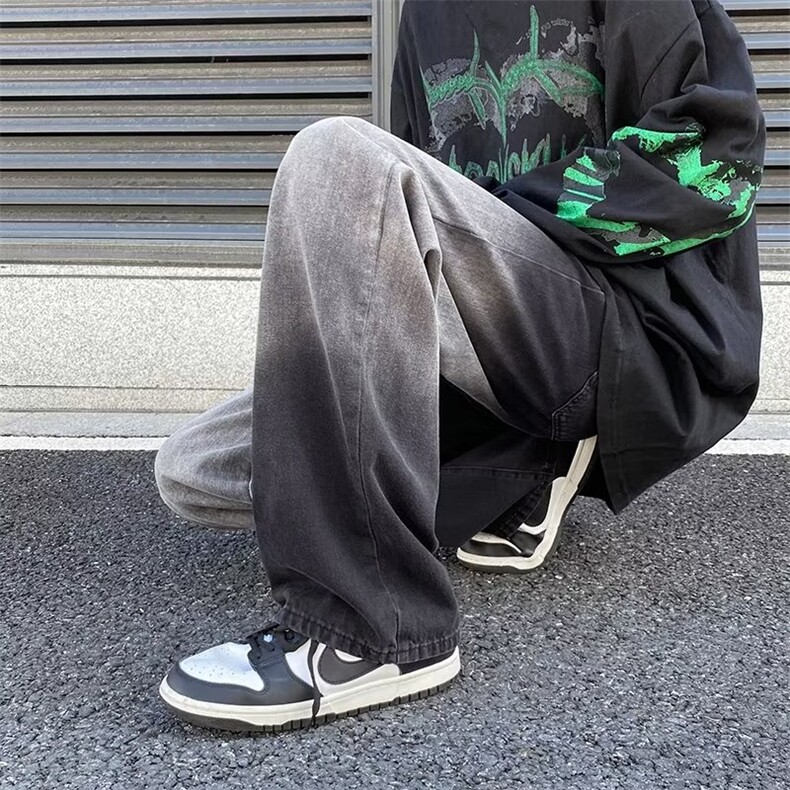 美式复古水洗扎染牛仔裤潮直简宽松阔腿裤HYK90P42,男装牛仔裤,星座1116-2