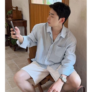 网图！新款老钱风含麻衬衫纯色轻薄透气-LK80109-特批40图片