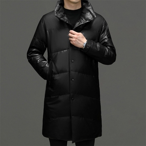 冬季新款海宁真皮羽绒服男中长款绵羊皮鹅绒服男士大衣外套P1350图片