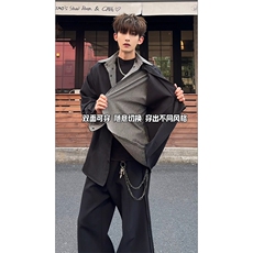 AB面设计时髦时尚翻领衬衫夹克撞色格纹港风休闲衬衫HY850TP80，男装夹克，电商A102B