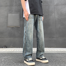美式高街水洗阔腿休闲牛仔裤男长裤N0513-P45，男装牛仔裤，星座308B-1