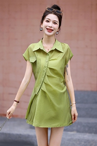 专柜价499【哈】气质简约收腰显瘦连衣裙专柜清仓24夏短袖裙子女图片