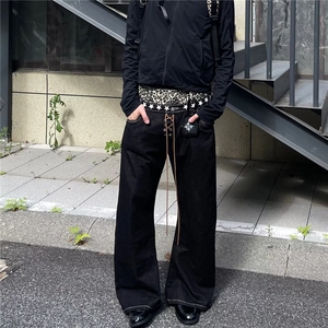 宽松阔腿牛仔裤女新款高腰慵懒风垂感拖地长裤NZ7099图片