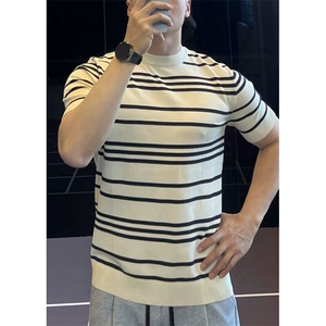 网T-2026新品针织毛衣短袖T恤凉感POLO衫T恤条纹打底衫 WK49-P36图片