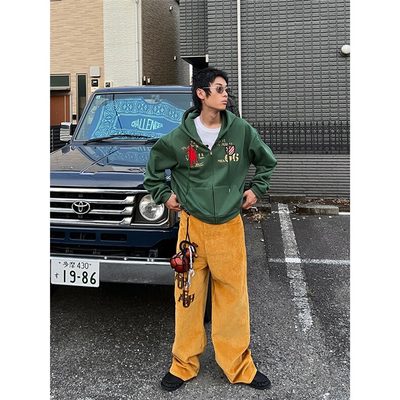 美式做旧字母刺绣连帽卫衣男女春秋宽松休闲百搭外套LB60133-P59,女装短外套,星座1008