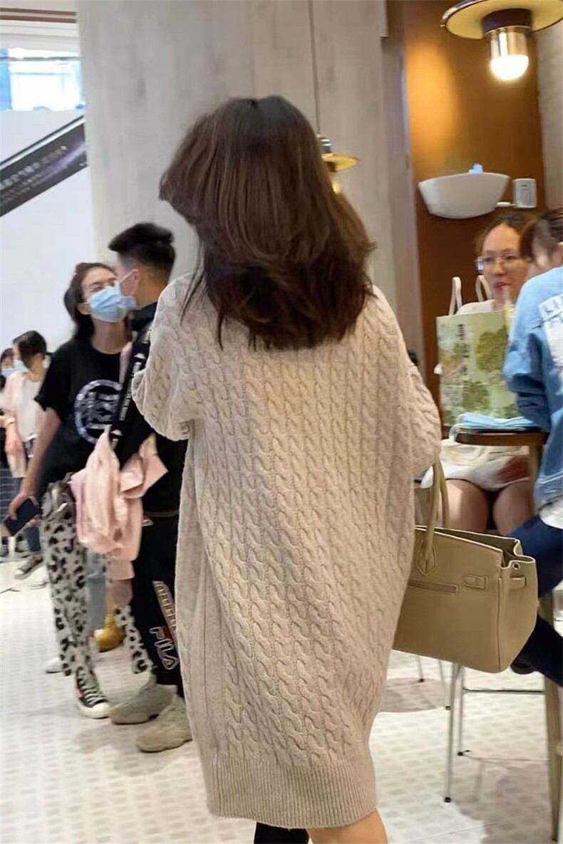 毛衣女羊绒衫新款加厚慵懒百搭法式复古麻花软糯针织连衣裙秋冬季,女装连衣裙,美莎羊绒