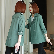 翻领宽松显瘦百搭减龄个性气质洋气舒适短款纯色风衣，女装风衣，依倍林