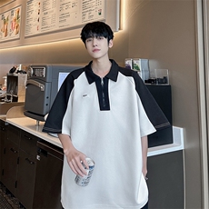 夏季新款半拉链Polo衫短袖男日系潮流翻领宽松上衣现货T1802-P38，男装Polo衫，星座512-4